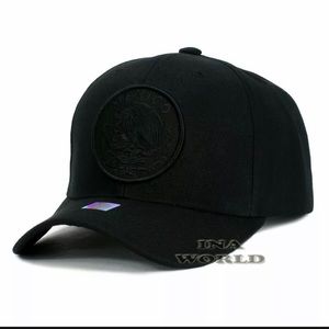 MEXICAN Hat MEXICO Federal Logo Embroidered Curved Bill Baseball Cap-Black/Black